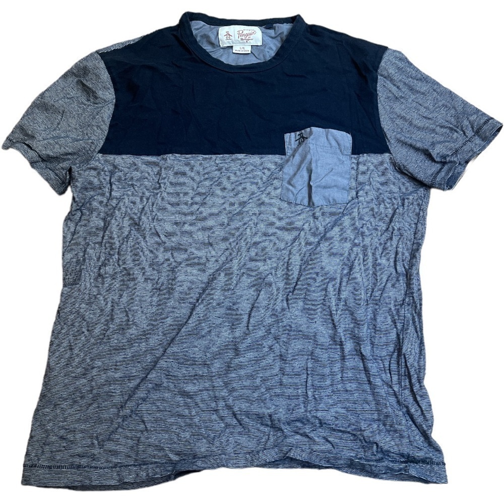 Original Penguin Boys Colorblock Striped Pocket T-Shirt Size Large
